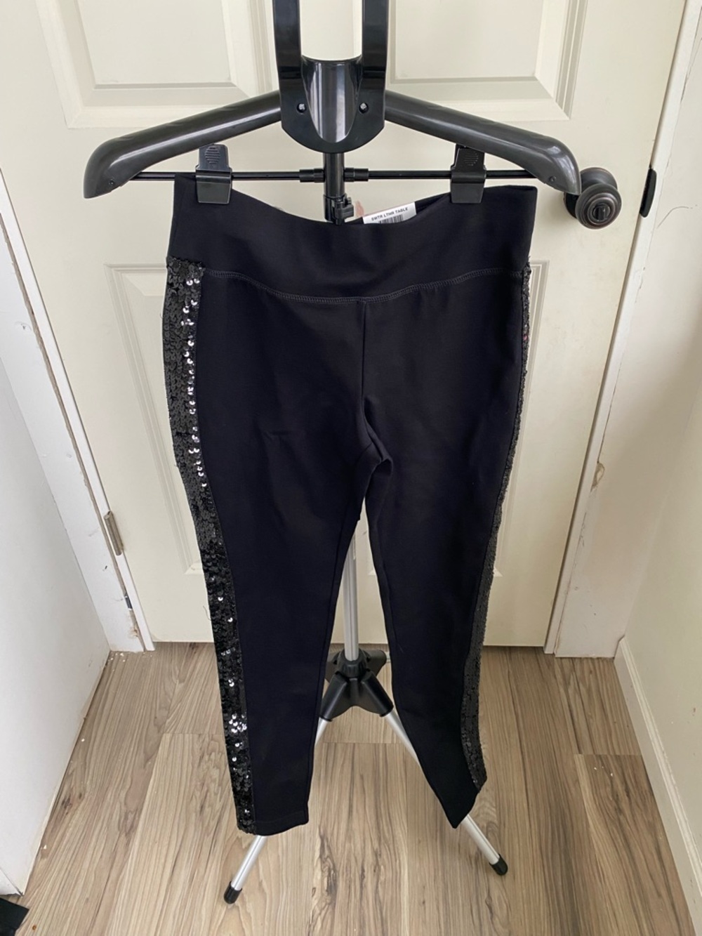 INC International Concepts Black Leggings with Sequin Side Stripes